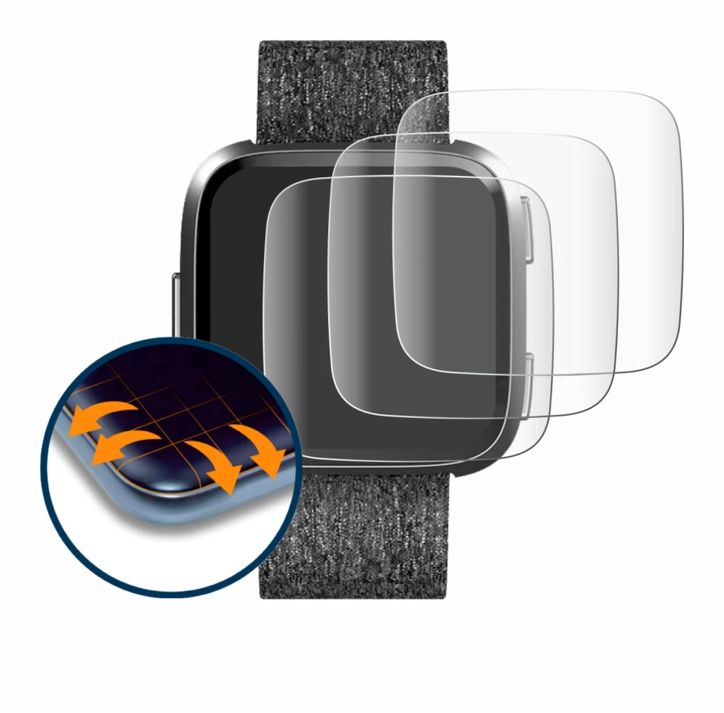 Image de l'appareil Fitbit Versa Special Edition avec une grande variété de protections d'écran.