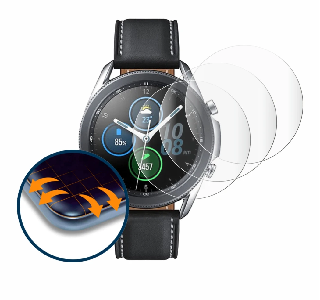 Image de l'appareil Samsung Galaxy Watch 3 (41mm) avec une grande variété de protections d'écran.