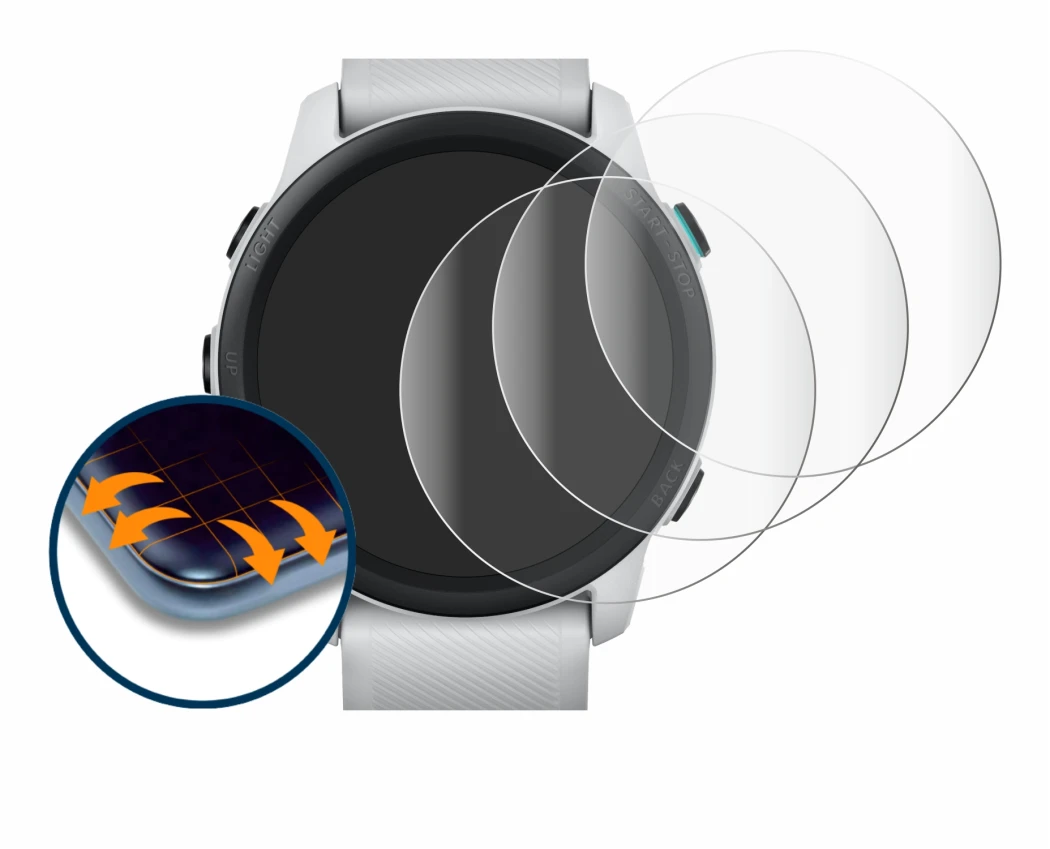 Image de l'appareil Garmin Forerunner 745 avec une grande variété de protections d'écran.