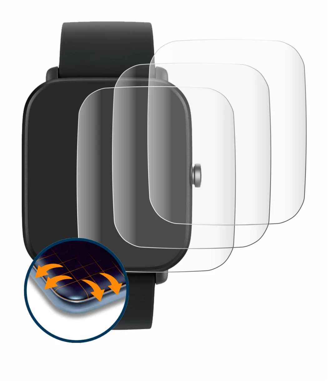 Image de l'appareil Huami Amazfit Bip U avec une grande variété de protections d'écran.