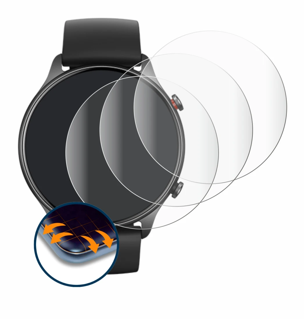 Image de l'appareil Huami Amazfit GTR 2e avec une grande variété de protections d'écran.