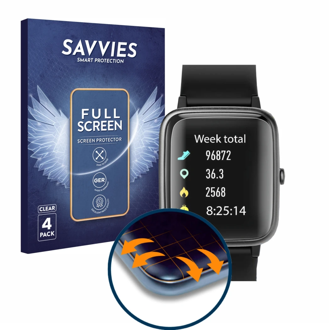Face avant d’un emballage produit avec le logo de la marque Savvies. À côté, l’appareil Fkant 205G est représenté avec la prot