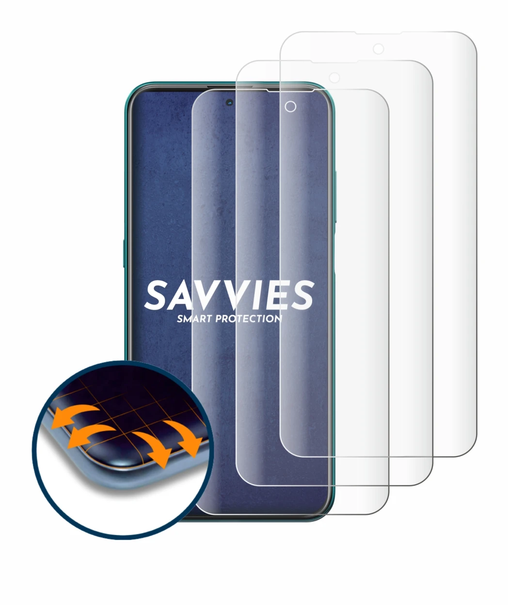 Image de l'appareil Nokia X20 avec une grande variété de protections d'écran.