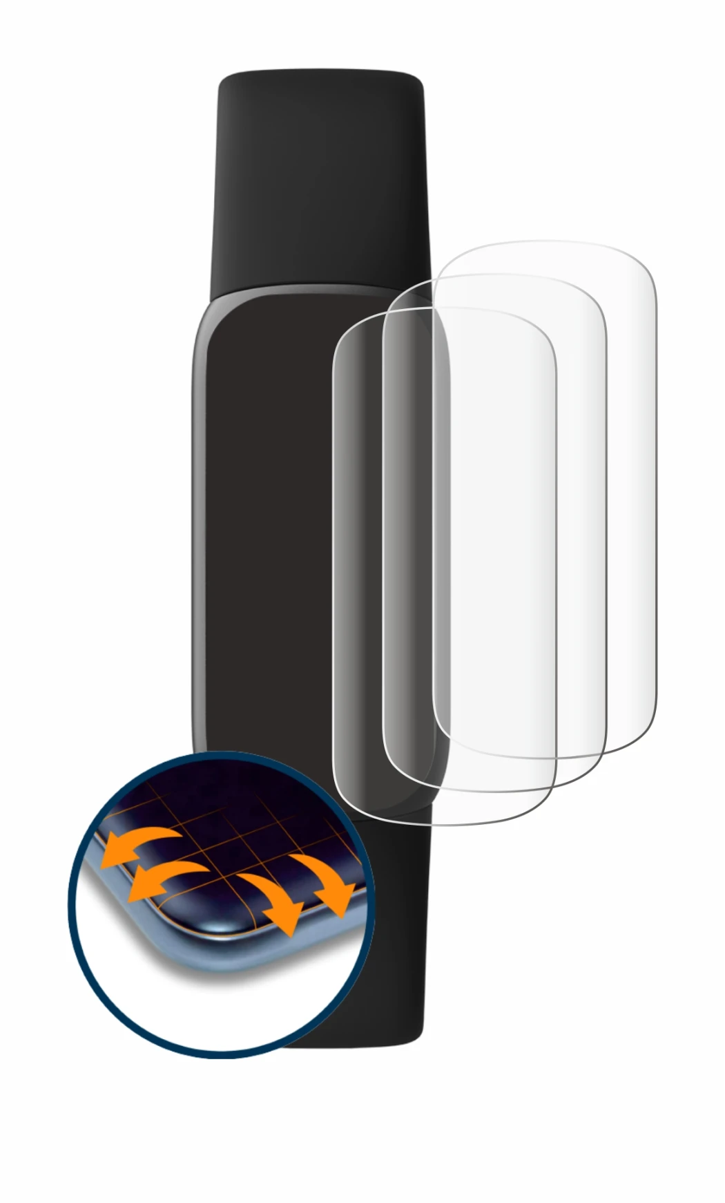 Image de l'appareil Fitbit Luxe avec une grande variété de protections d'écran.