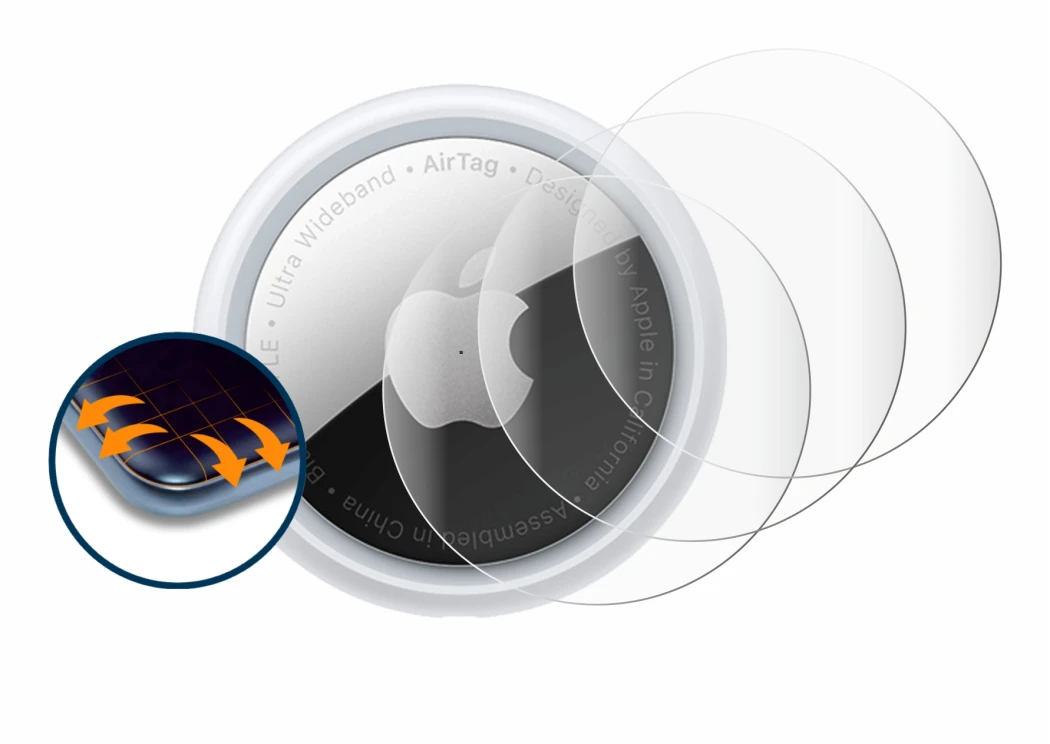 Image de l'appareil Apple AirTag avec une grande variété de protections d'écran.