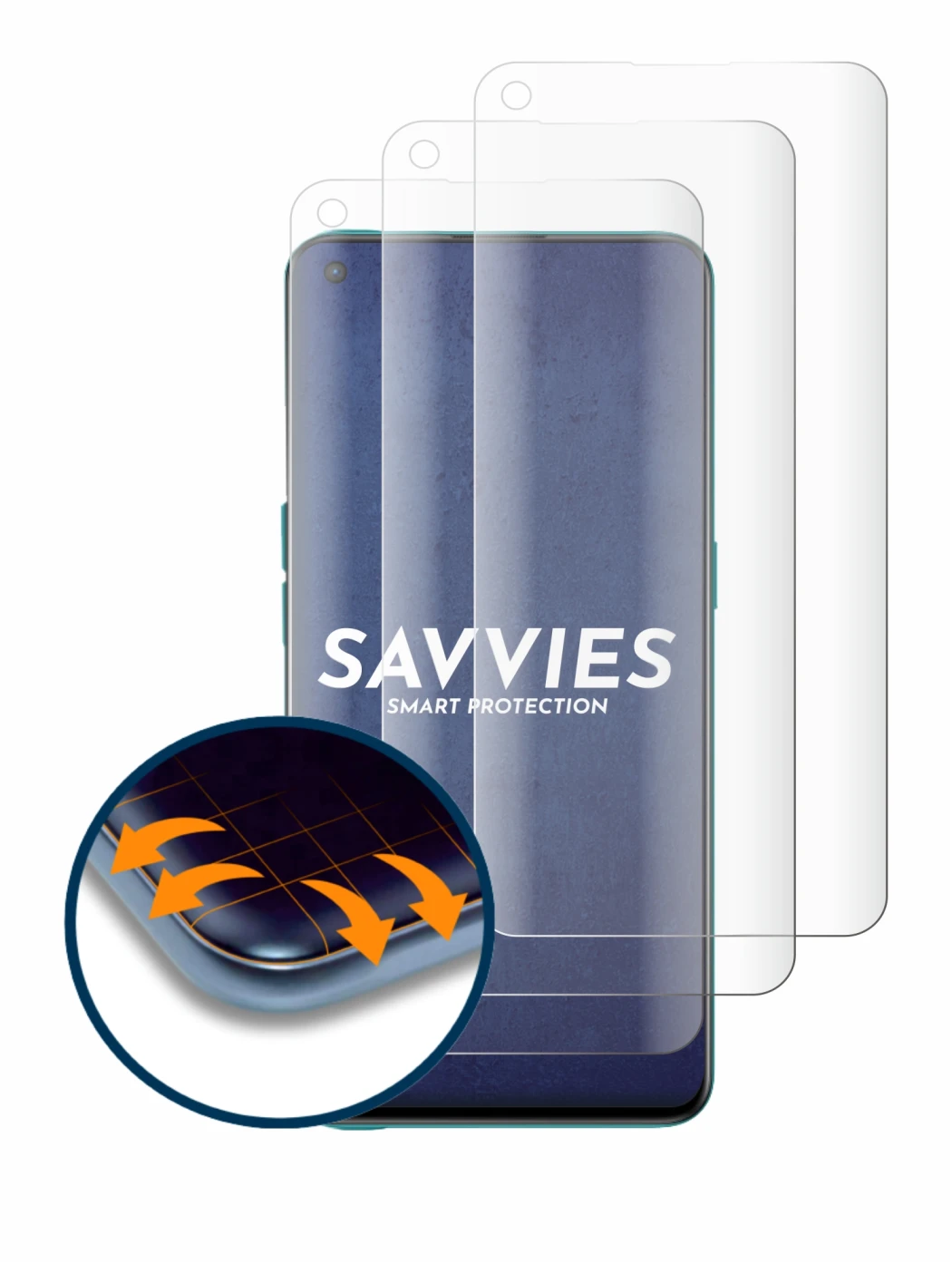 Image de l'appareil OnePlus Nord CE 5G avec une grande variété de protections d'écran.