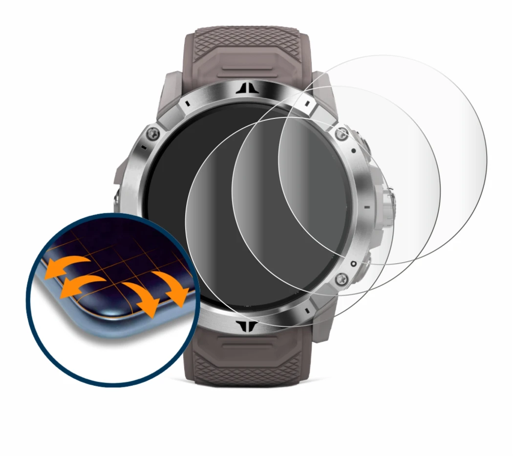 Image de l'appareil Coros Vertix 2 avec une grande variété de protections d'écran.