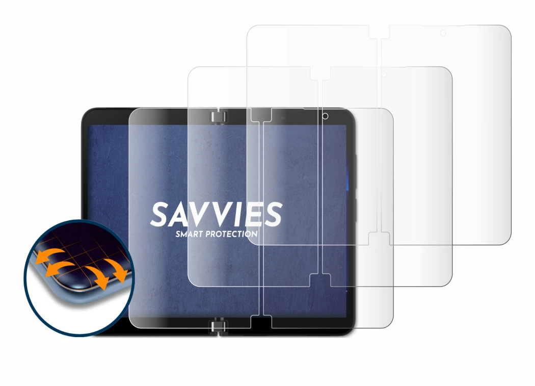 Image de l'appareil Microsoft Surface Duo 2 (Affichage interne) avec une grande variété de protections d'écran.