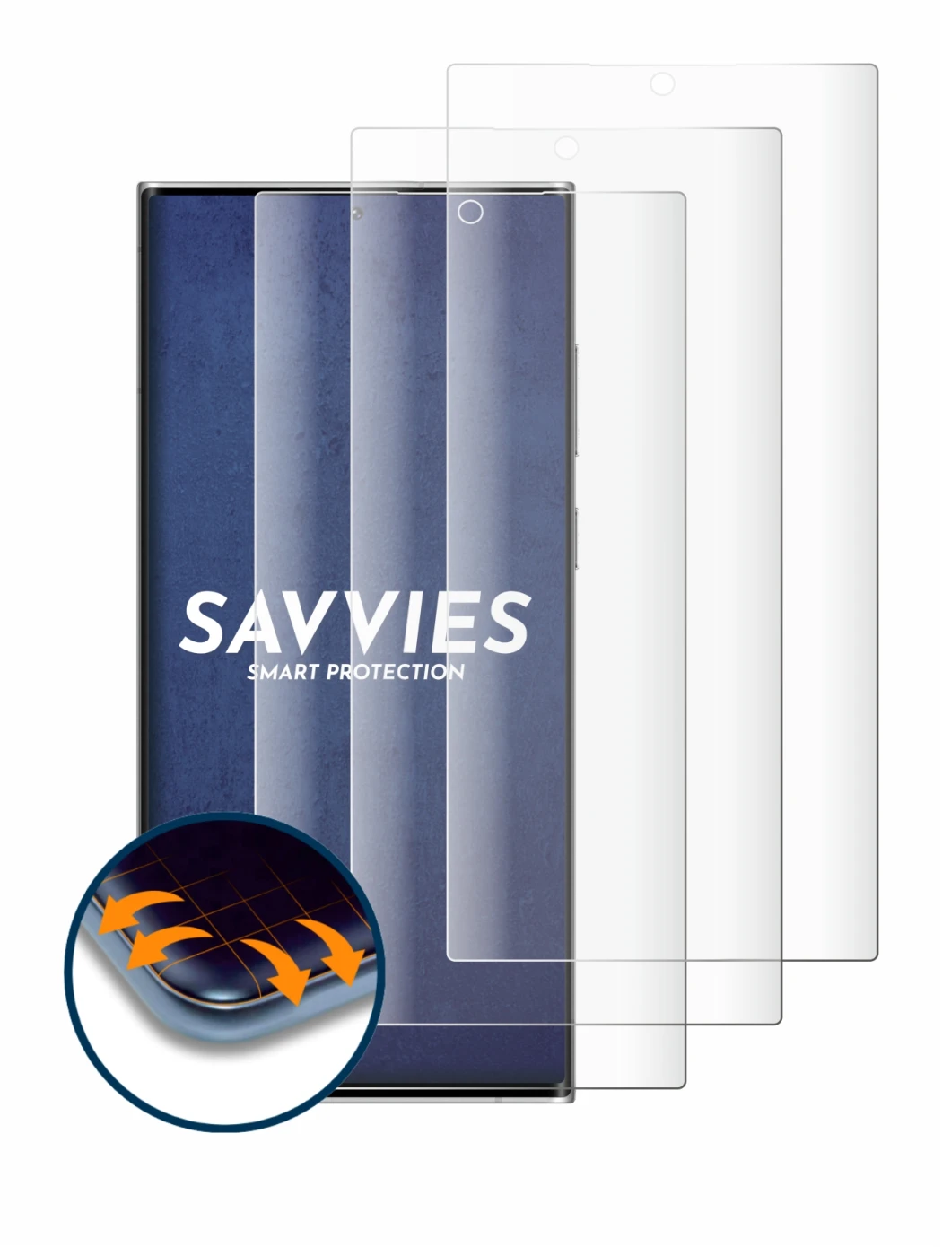 Image de l'appareil Samsung Galaxy S22 Ultra 5G (case-friendly) avec une grande variété de protections d'écran.