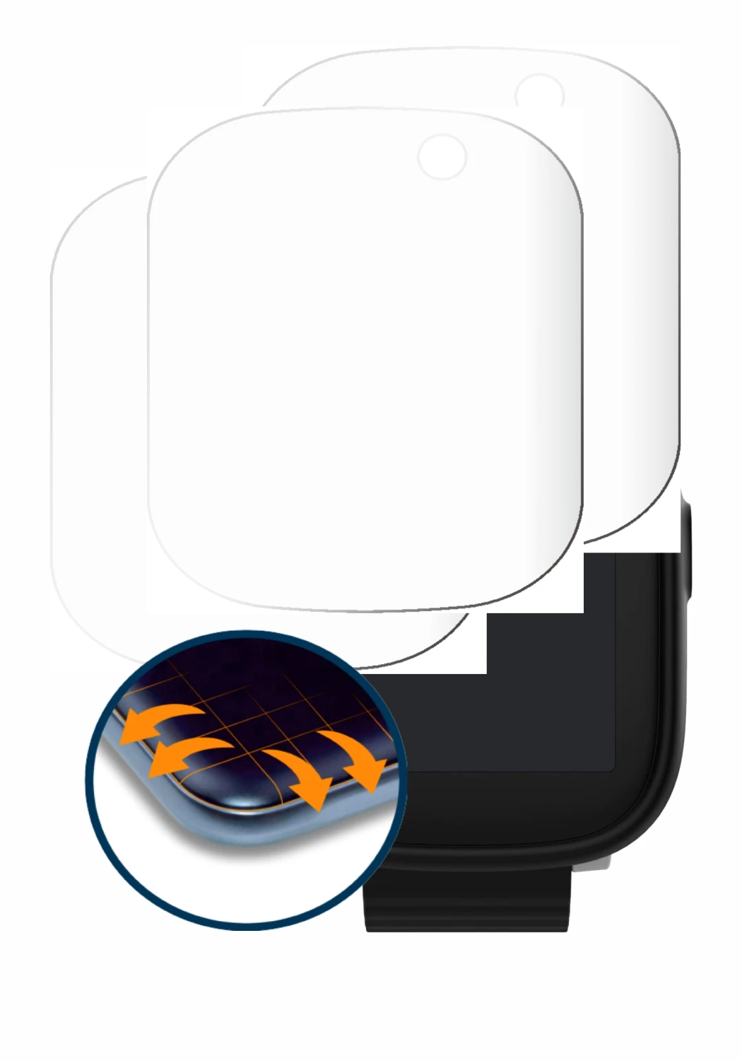 Image de l'appareil Xplora X6 Play 2022 (1ère génération) avec une grande variété de protections d'écran.