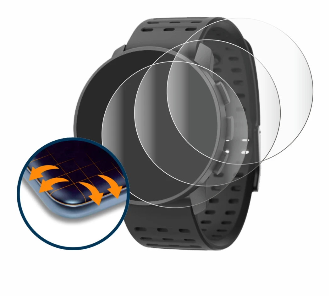 Image de l'appareil Suunto 9 Peak Pro avec une grande variété de protections d'écran.