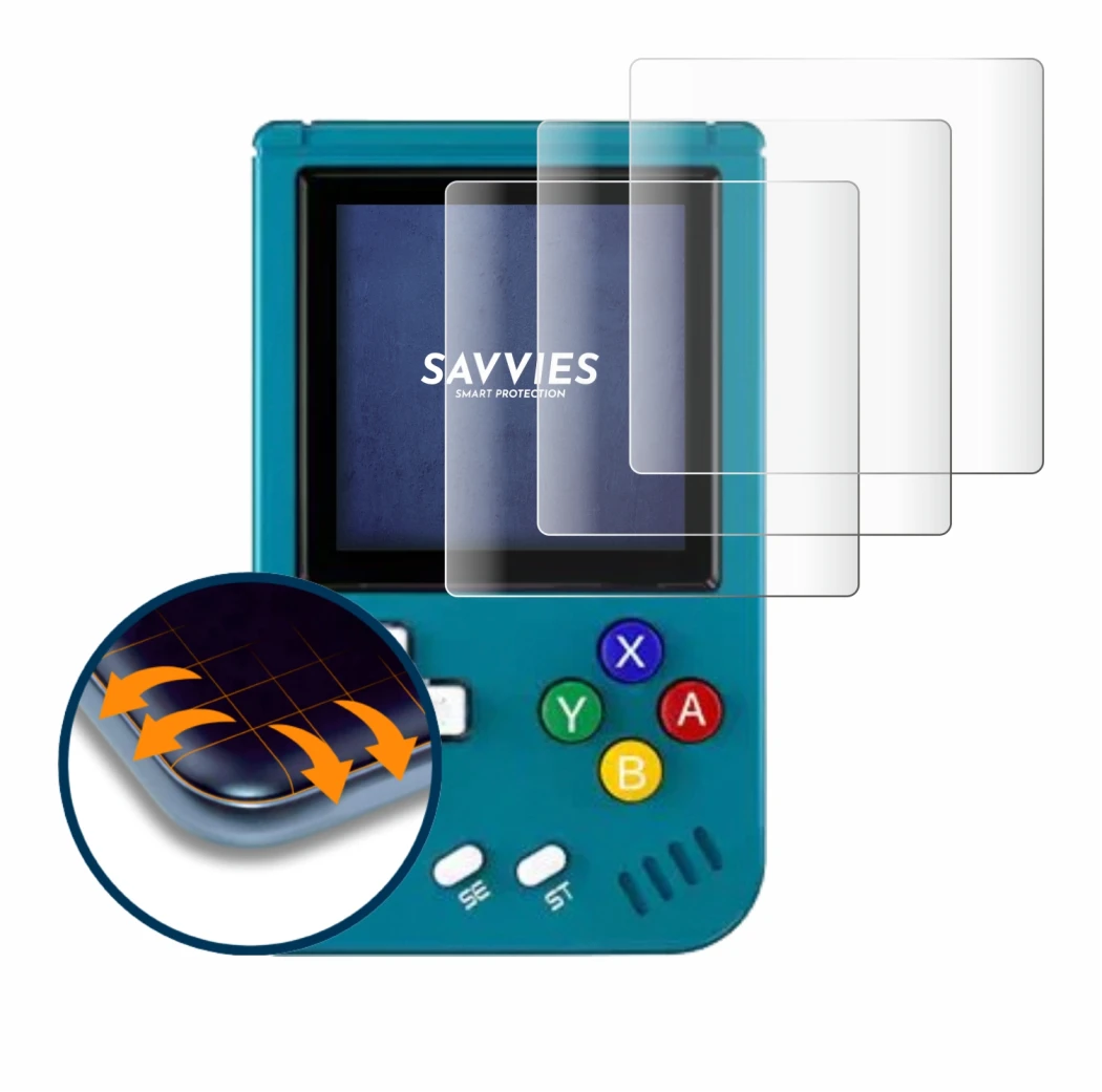 Image de l'appareil Anbernic RG Nano avec une grande variété de protections d'écran.