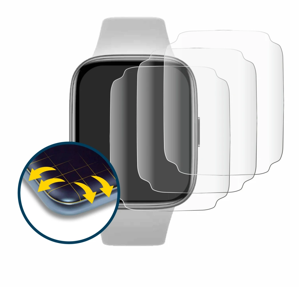 Image de l'appareil Xiaomi Redmi Watch 3 Active avec une grande variété de protections d'écran.