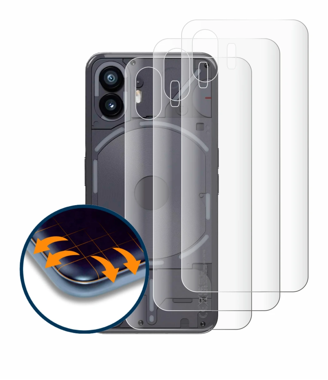 Image de l'appareil Nothing Phone (2) (Arrière) avec une grande variété de protections d'écran.