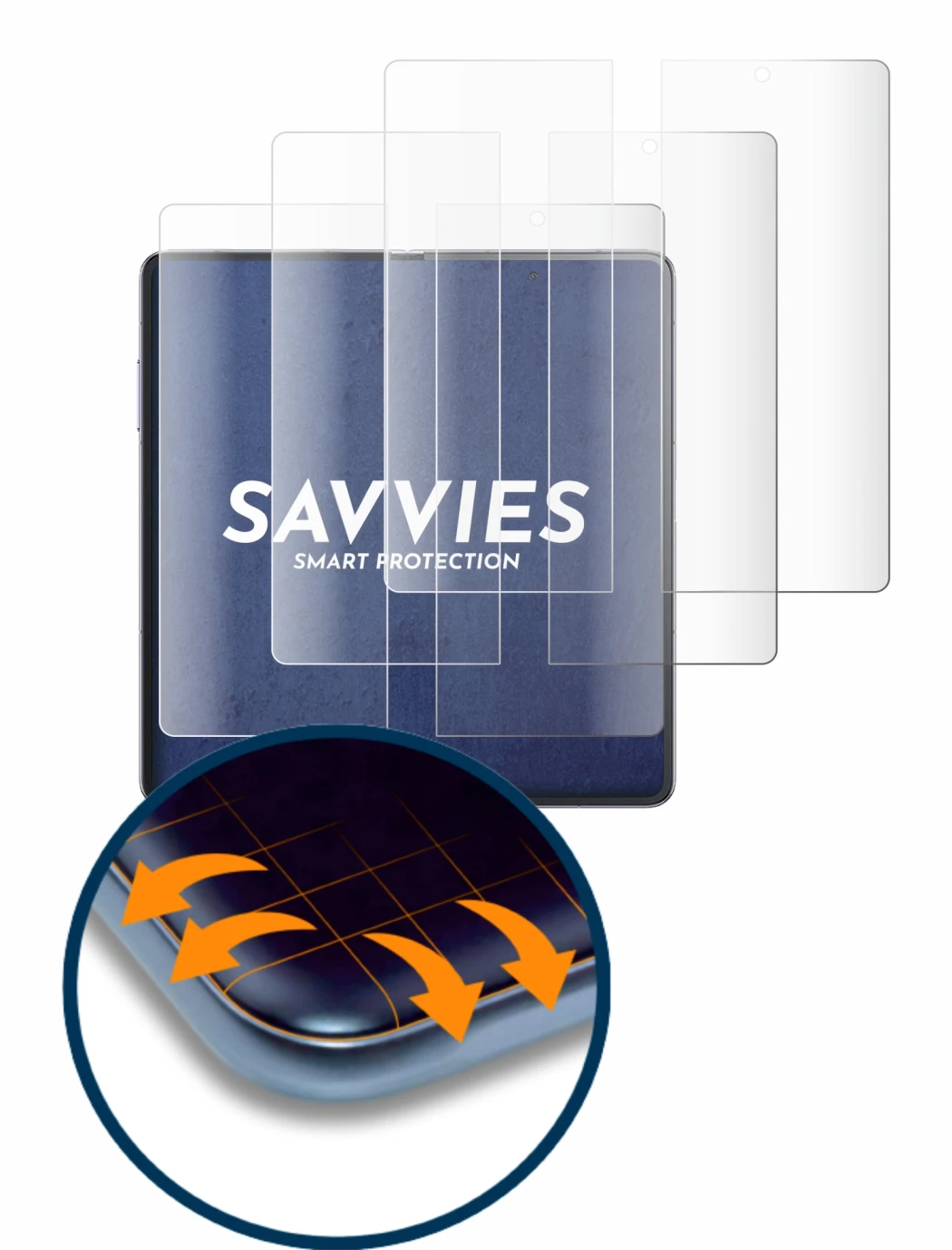 Image de l'appareil Honor Magic V2 (Affichage interne) avec une grande variété de protections d'écran.