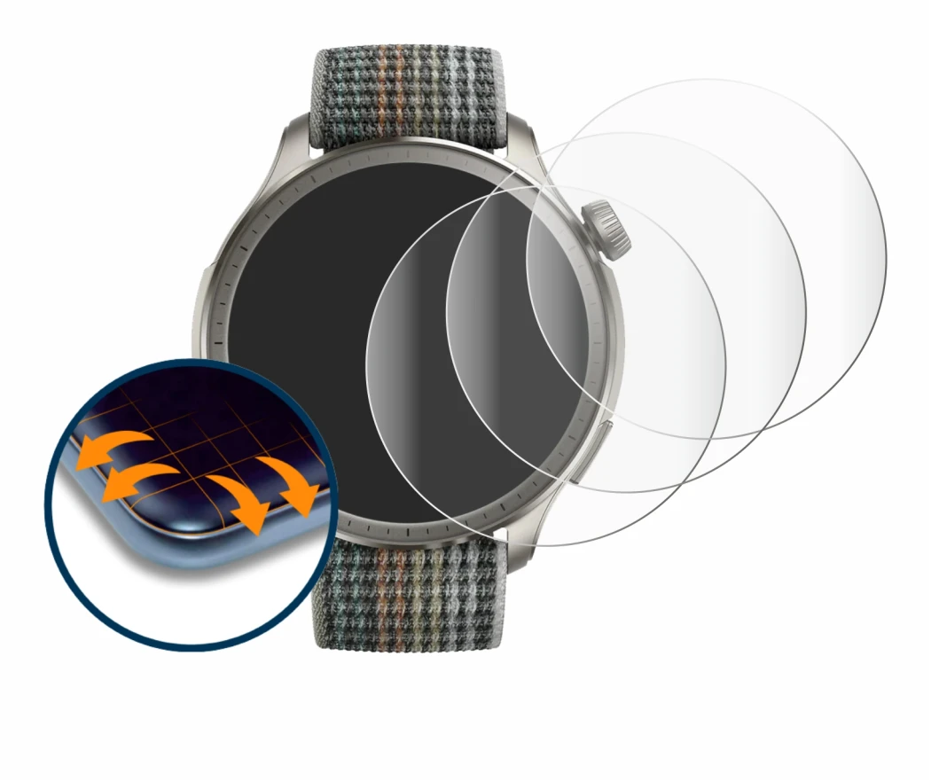 Image de l'appareil Huami Amazfit Balance avec une grande variété de protections d'écran.