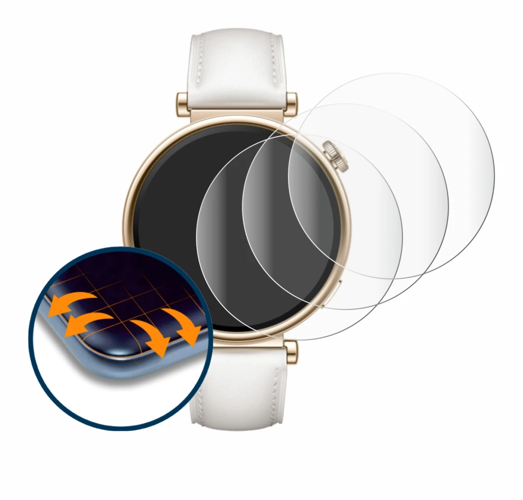 Image de l'appareil Huawei Watch GT 4 (41mm) avec une grande variété de protections d'écran.