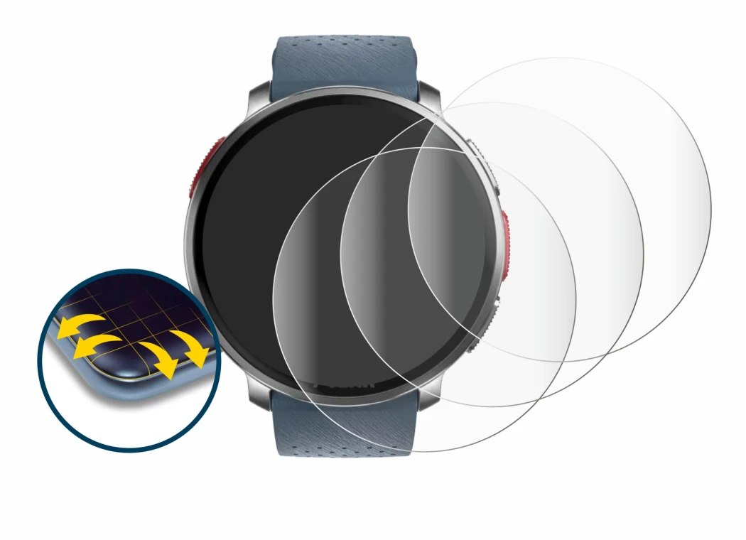 Image de l'appareil Polar Vantage V3 avec une grande variété de protections d'écran.