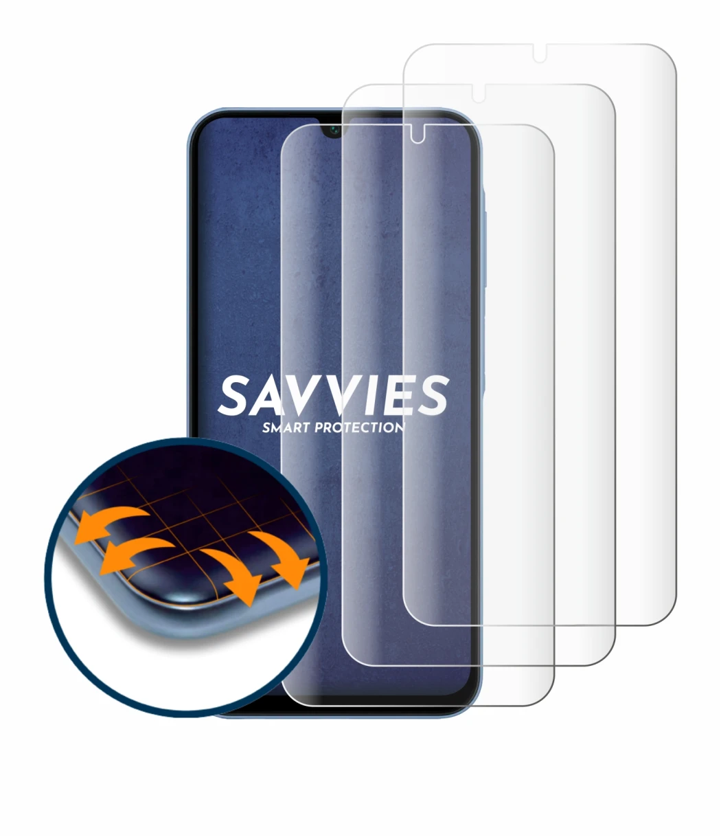 Image de l'appareil Samsung Galaxy A15 avec une grande variété de protections d'écran.