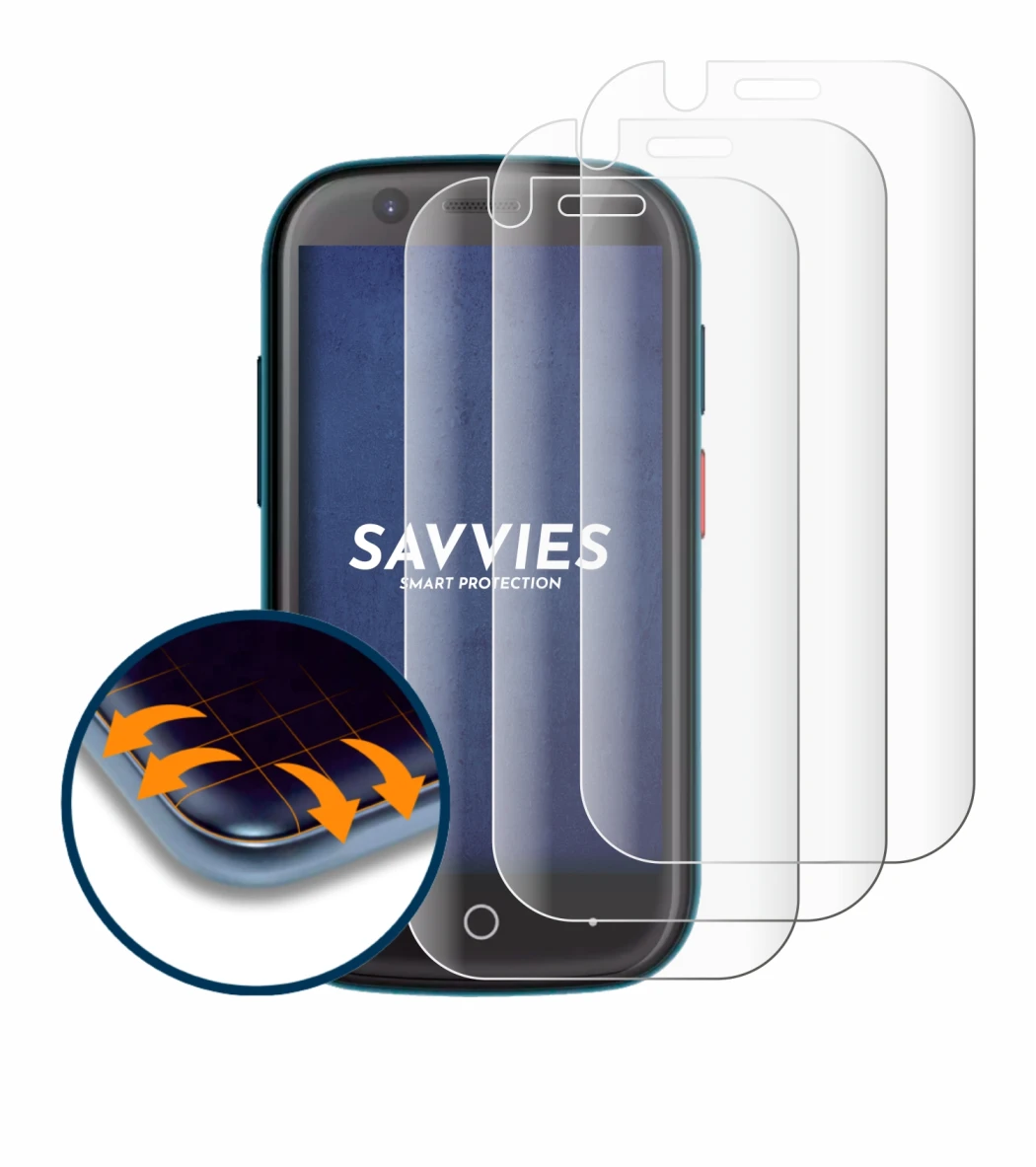 Image de l'appareil Unihertz Jelly 2E avec une grande variété de protections d'écran.