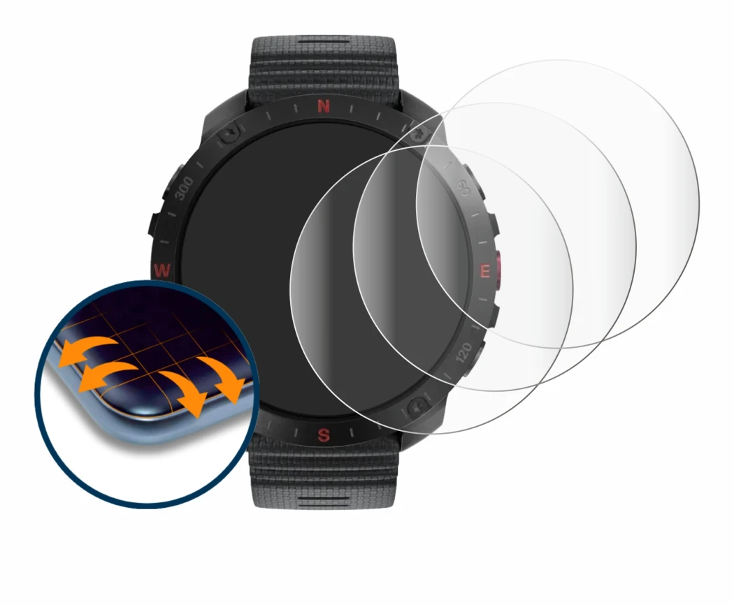 Image de l'appareil Polar Grit X2 Pro avec une grande variété de protections d'écran.