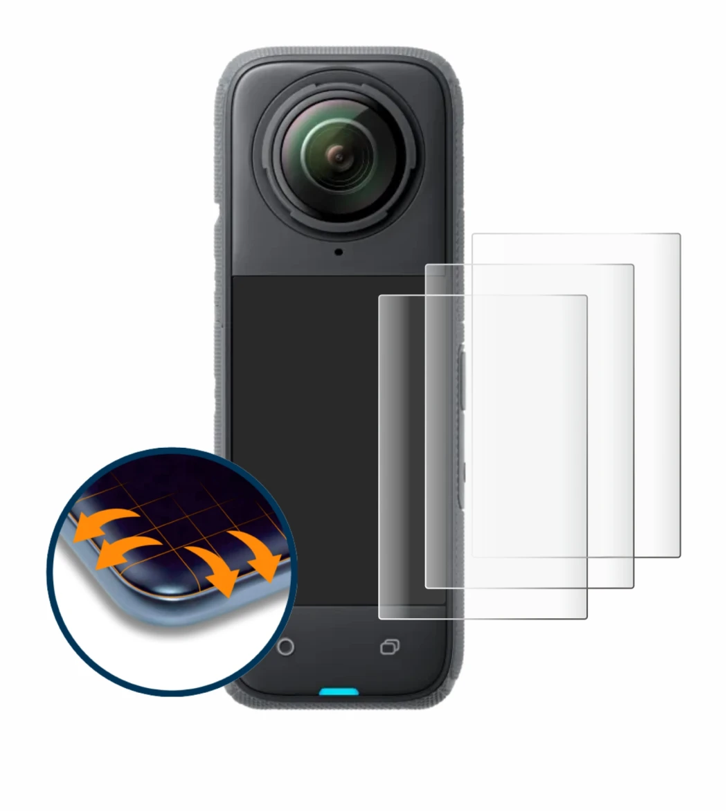 Image de l'appareil Insta360 X4 avec une grande variété de protections d'écran.