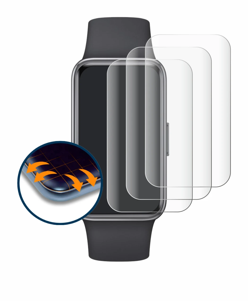 Image de l'appareil Huawei Band 9 avec une grande variété de protections d'écran.