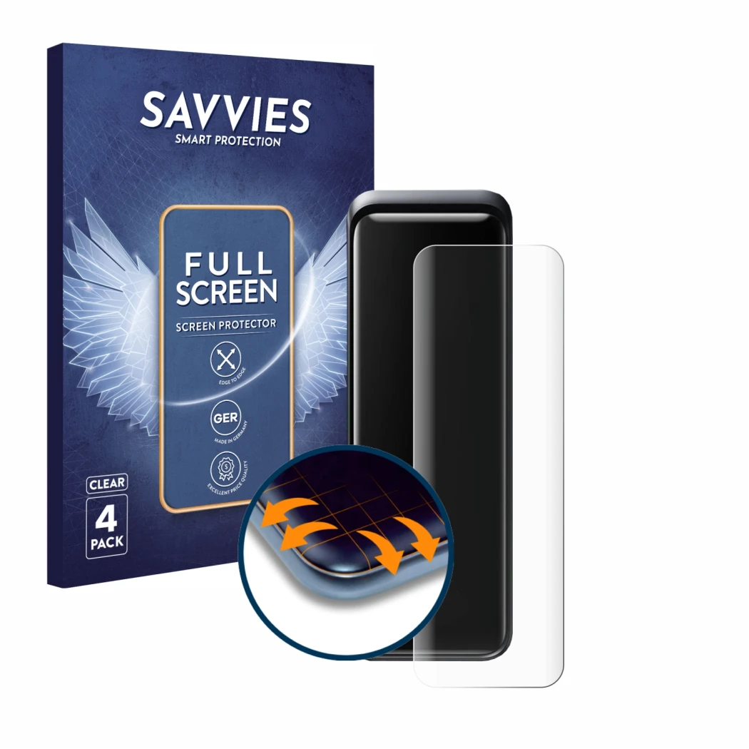 Face avant d’un emballage produit avec le logo de la marque Savvies. À côté, l’appareil Anker Prime 27650 est représenté avec 