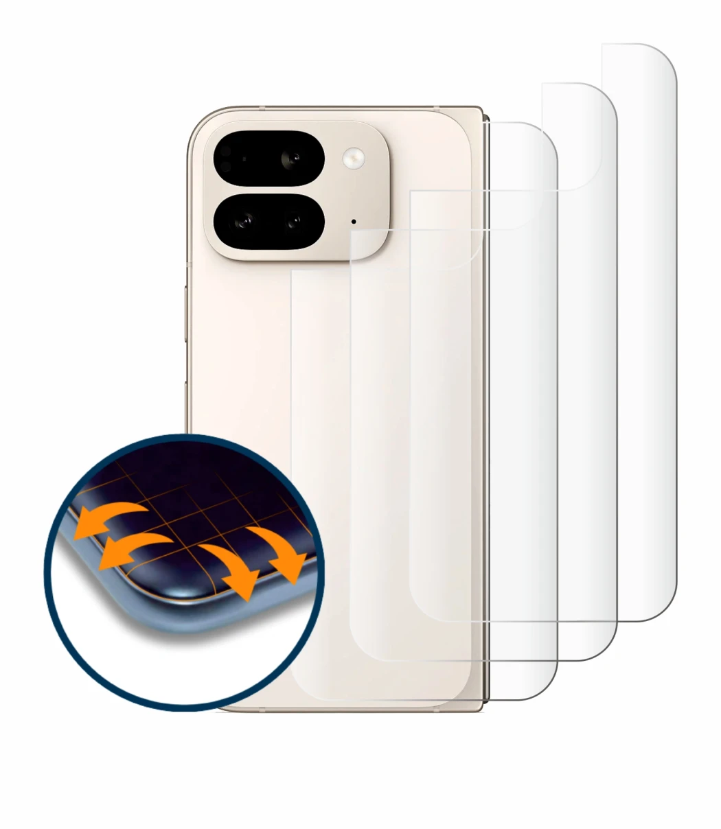 Image de l'appareil Google Pixel 9 Pro Fold (Arrière) avec une grande variété de protections d'écran.