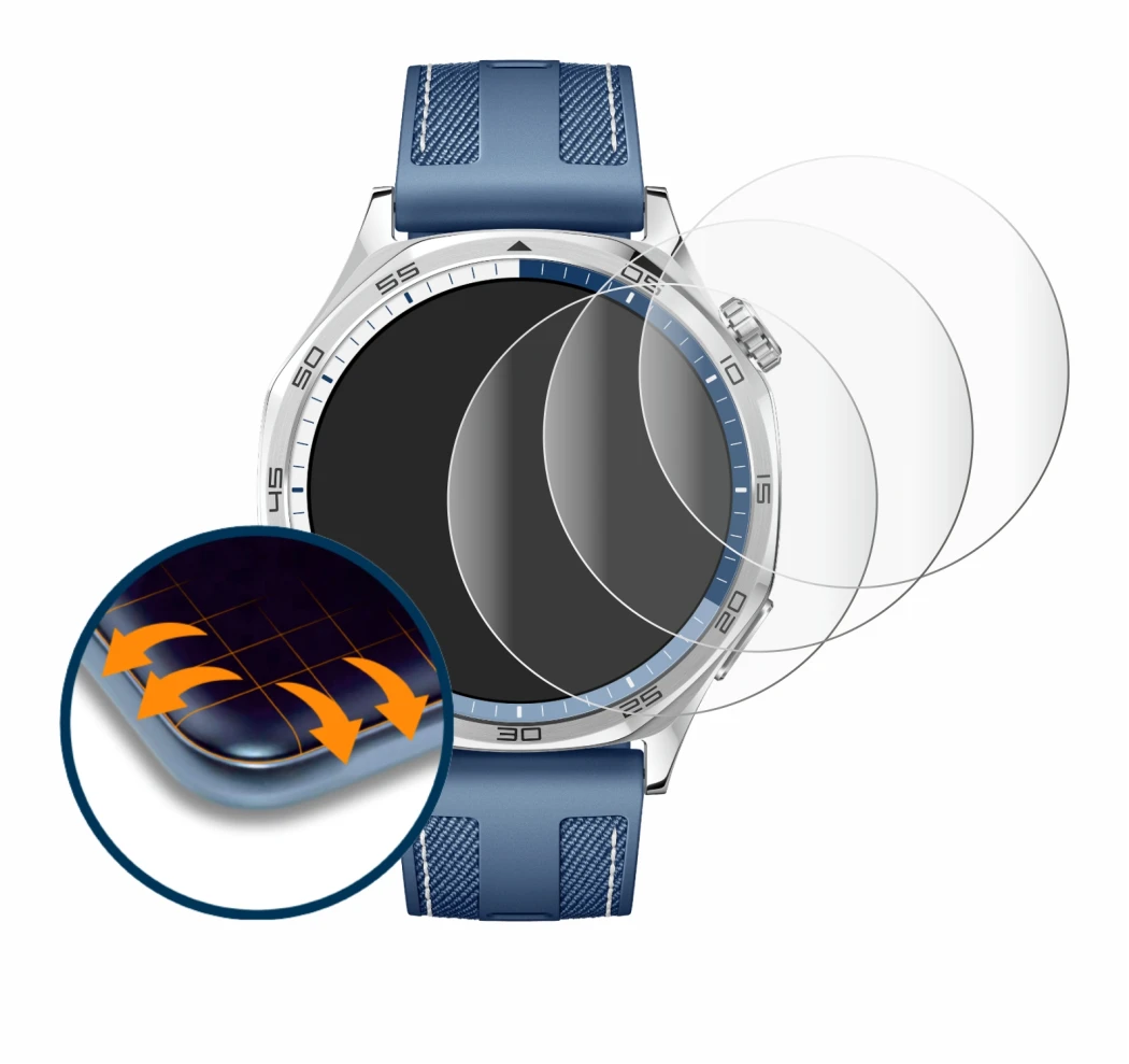 Image de l'appareil Huawei Watch GT 5 (46 mm) avec une grande variété de protections d'écran.