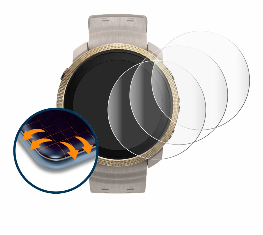 Image de l'appareil Polar Vantage M3 avec une grande variété de protections d'écran.