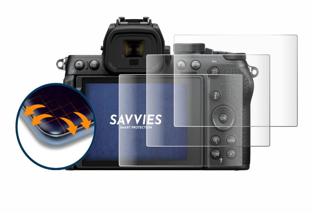 Image de l'appareil Nikon Z50 II avec une grande variété de protections d'écran.