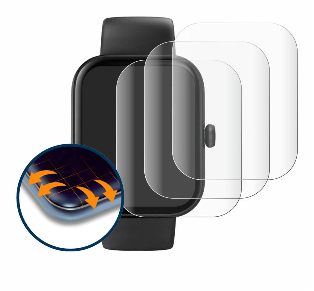 Image de l'appareil Hama Fit Watch 5000 avec une grande variété de protections d'écran.