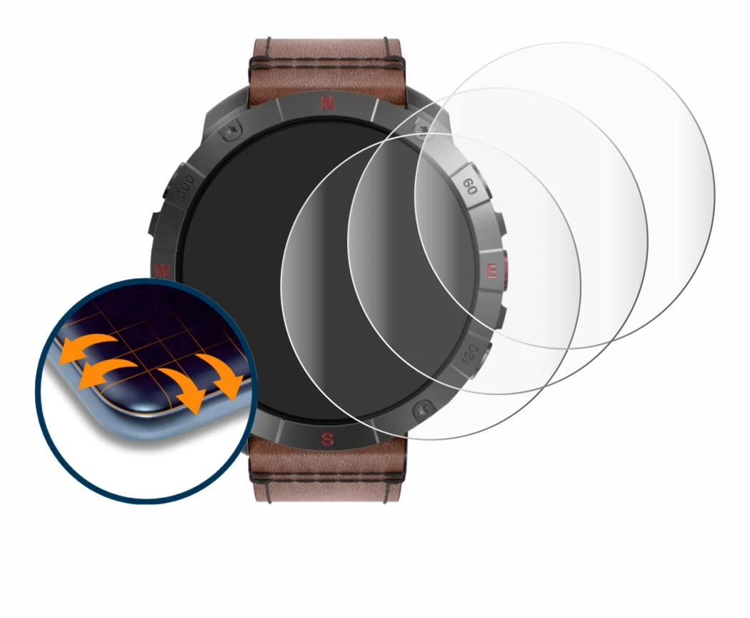 Image de l'appareil Polar Grit X2 Pro Titan avec une grande variété de protections d'écran.