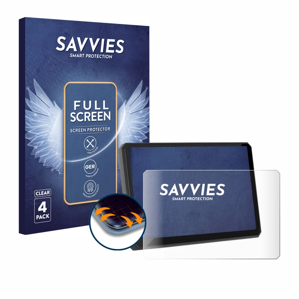 Face avant d’un emballage produit avec le logo de la marque Savvies. À côté, l’appareil Carpuride W502BS 5