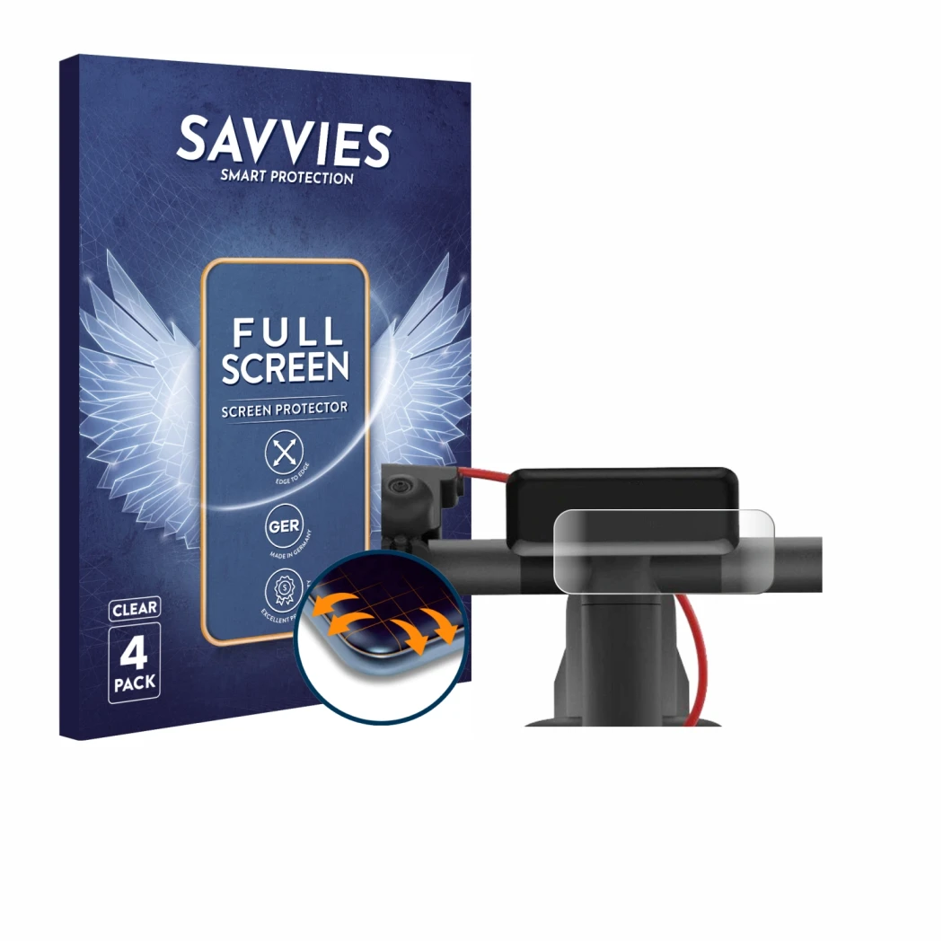 Face avant d’un emballage produit avec le logo de la marque Savvies. À côté, l’appareil Navee V50i Pro est représenté avec la 