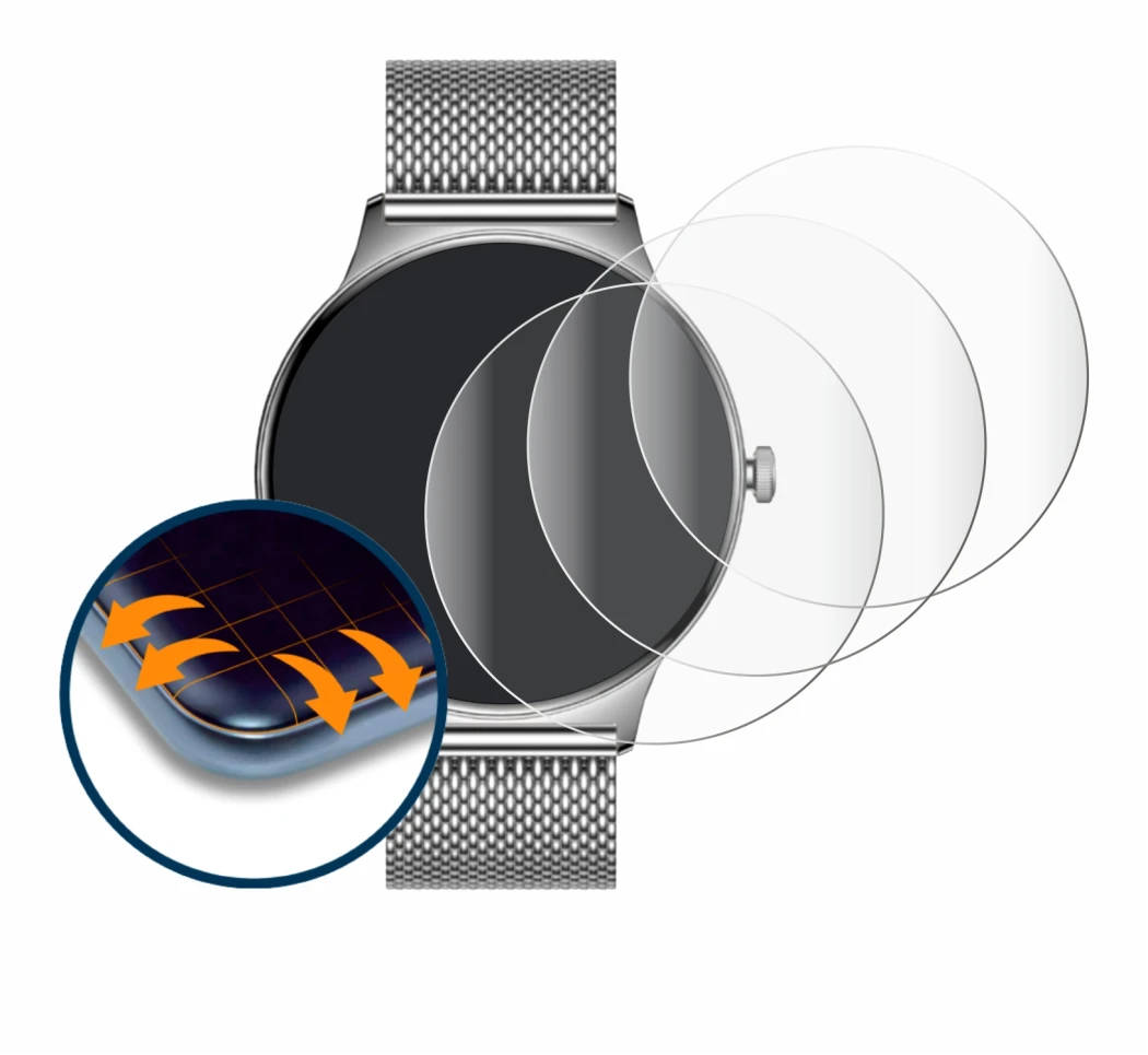 Image de l'appareil Pireware Slim Smartwatch avec une grande variété de protections d'écran.
