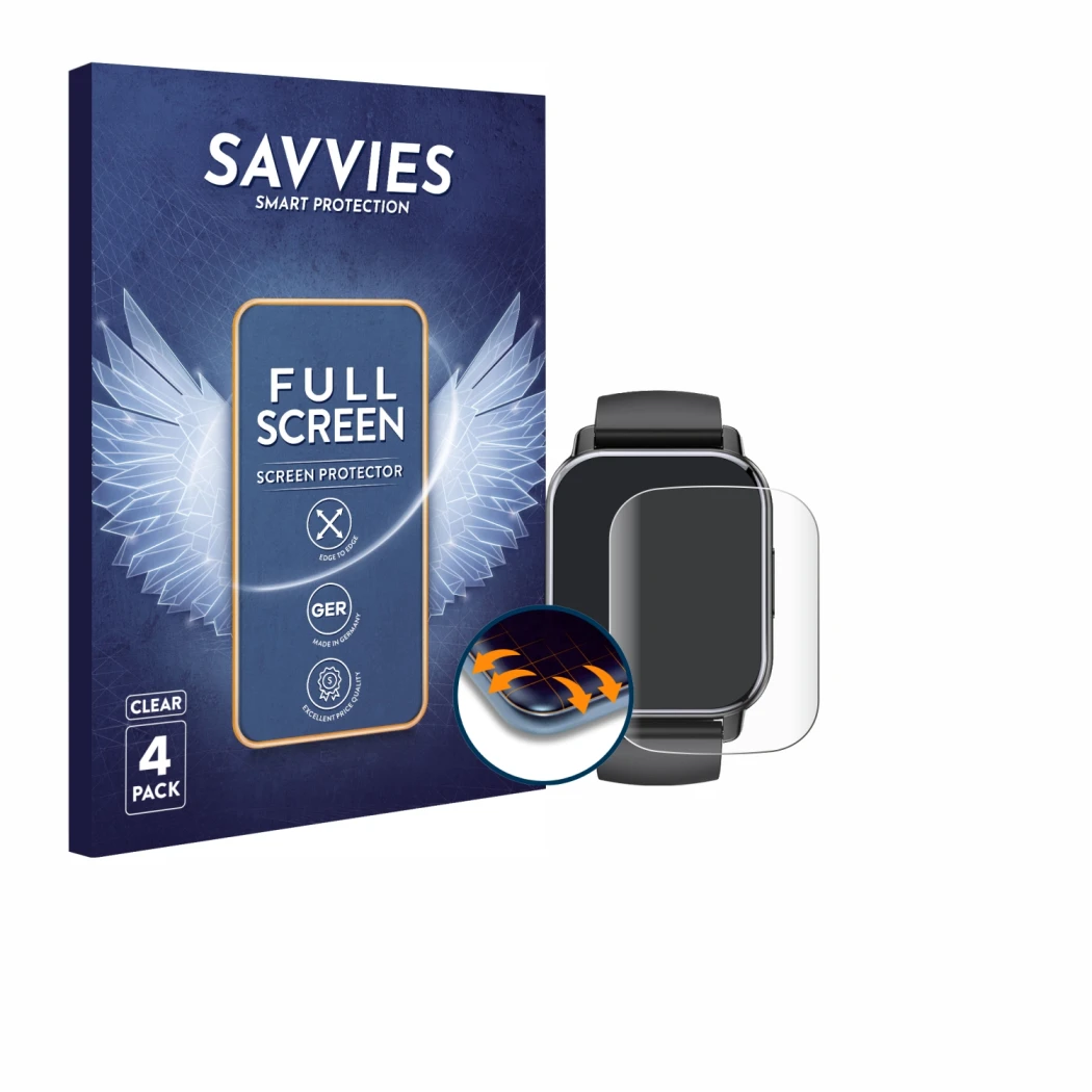 Face avant d’un emballage produit avec le logo de la marque Savvies. À côté, l’appareil Poounur T80 1.95