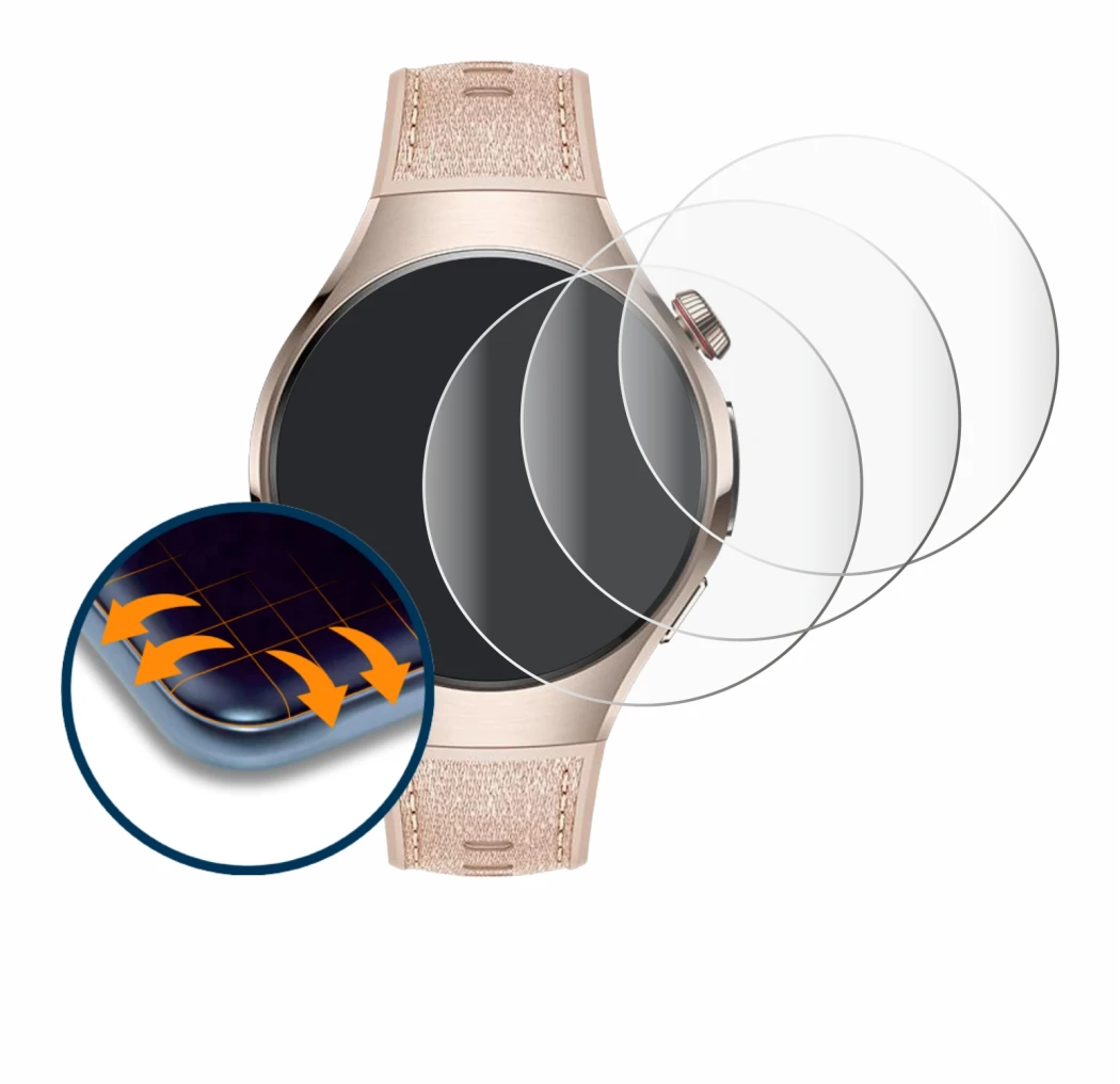 Image de l'appareil Huawei Watch 5 (42 mm) avec une grande variété de protections d'écran.