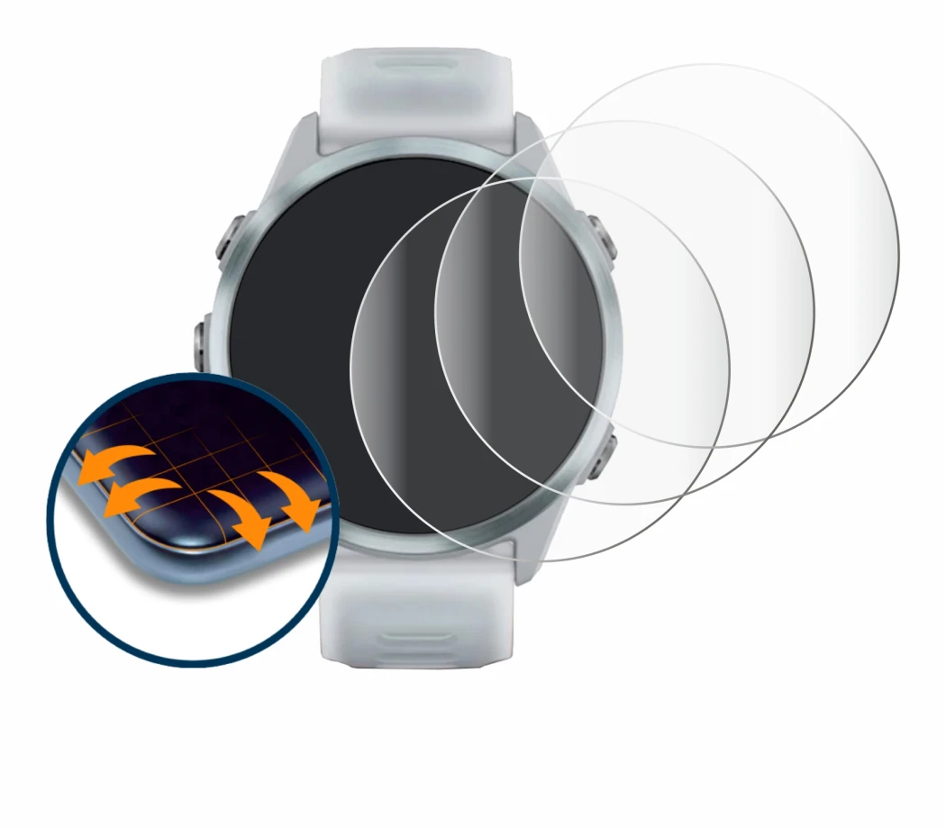 Image de l'appareil Garmin Forerunner 570 (42 mm) avec une grande variété de protections d'écran.