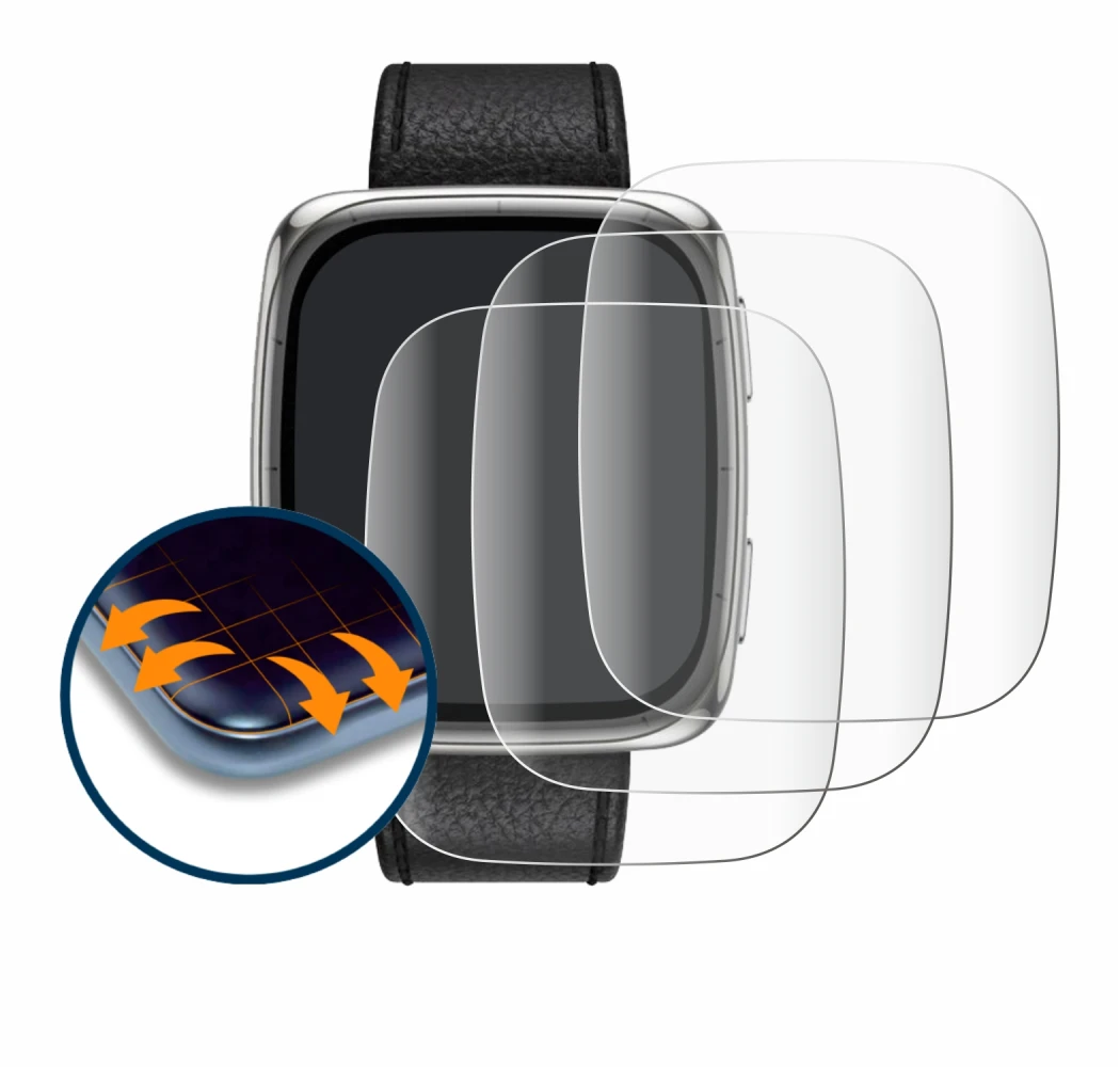 Image de l'appareil Amazfit Active 2 (rectangulaire) avec une grande variété de protections d'écran.