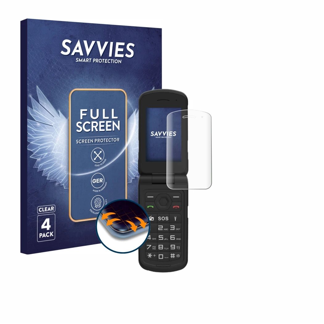 Face avant d’un emballage produit avec le logo de la marque Savvies. À côté, l’appareil AGM M10 est représenté avec la protect