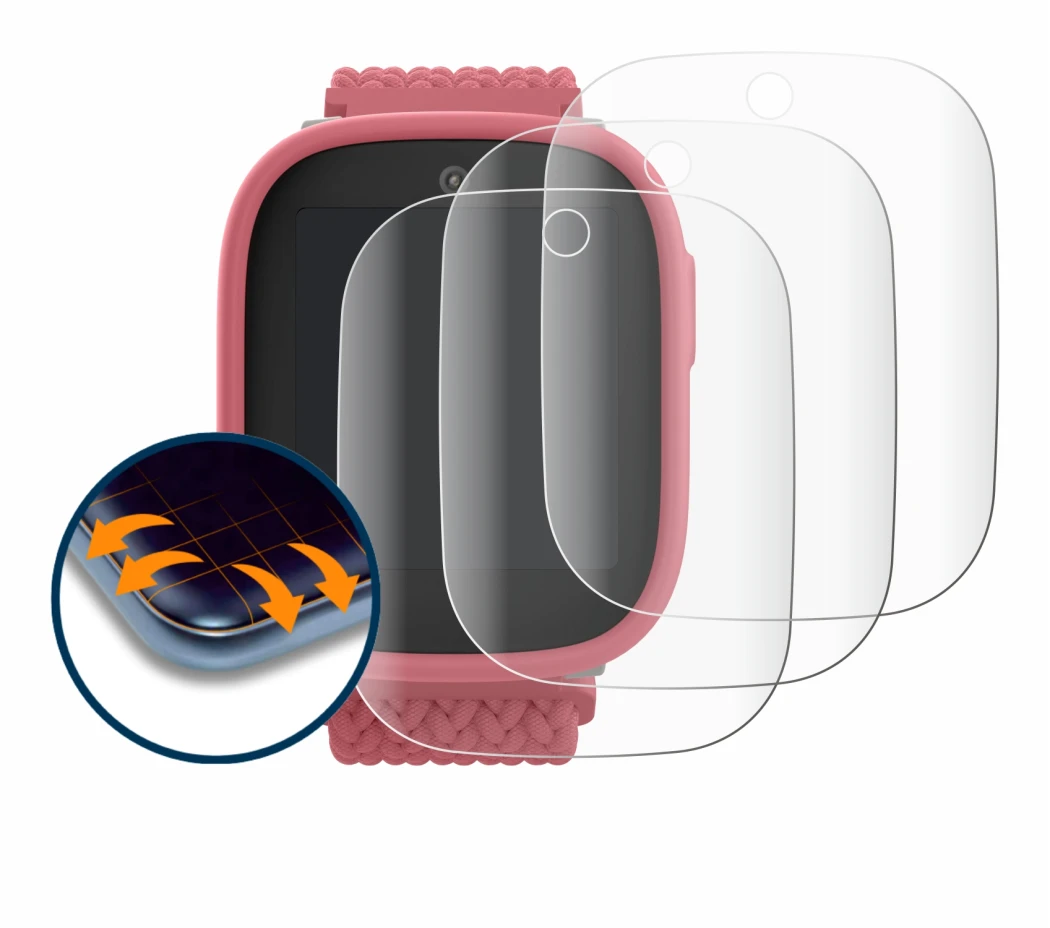 Image de l'appareil Xplora X6 Play 2025 (2ème génération) avec une grande variété de protections d'écran.