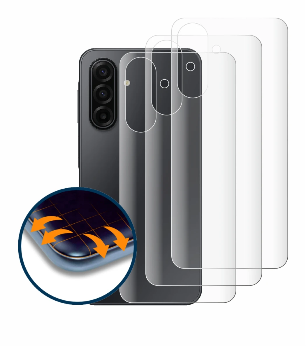 Image de l'appareil Samsung Galaxy A17 5G (Arrière) avec une grande variété de protections d'écran.