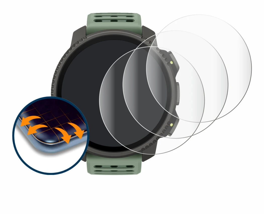 Image de l'appareil Suunto Vertical 2 avec une grande variété de protections d'écran.