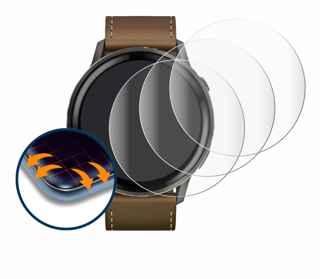 Image de l'appareil Garmin Venu 4 (45 mm) avec une grande variété de protections d'écran.