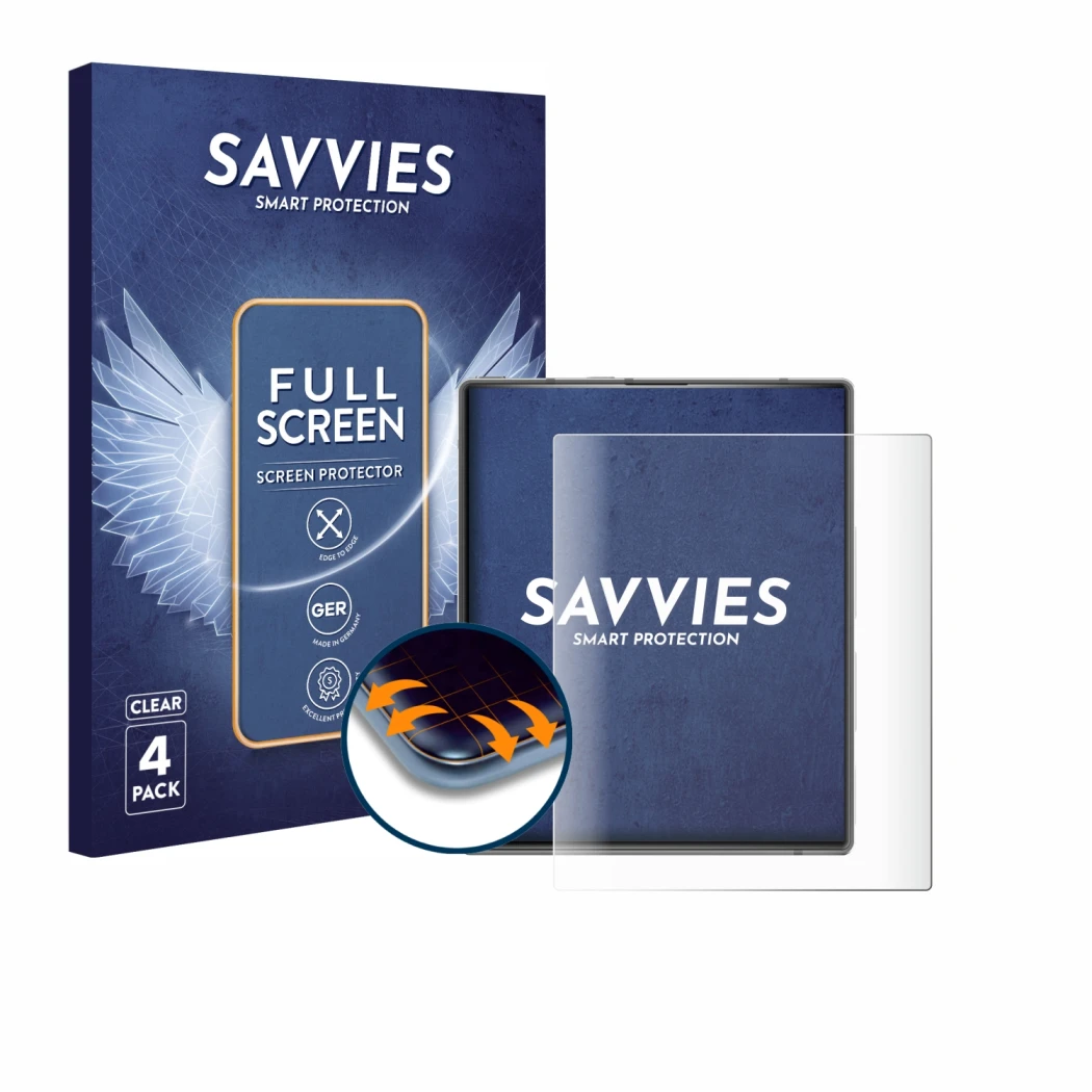 Face avant d’un emballage produit avec le logo de la marque Savvies. À côté, l’appareil Ikko MindOne Pro est représenté avec l