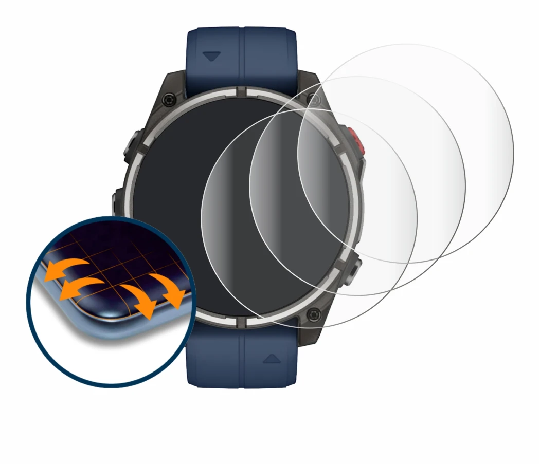 Image de l'appareil Garmin quatix 8 Pro (47 mm) avec une grande variété de protections d'écran.