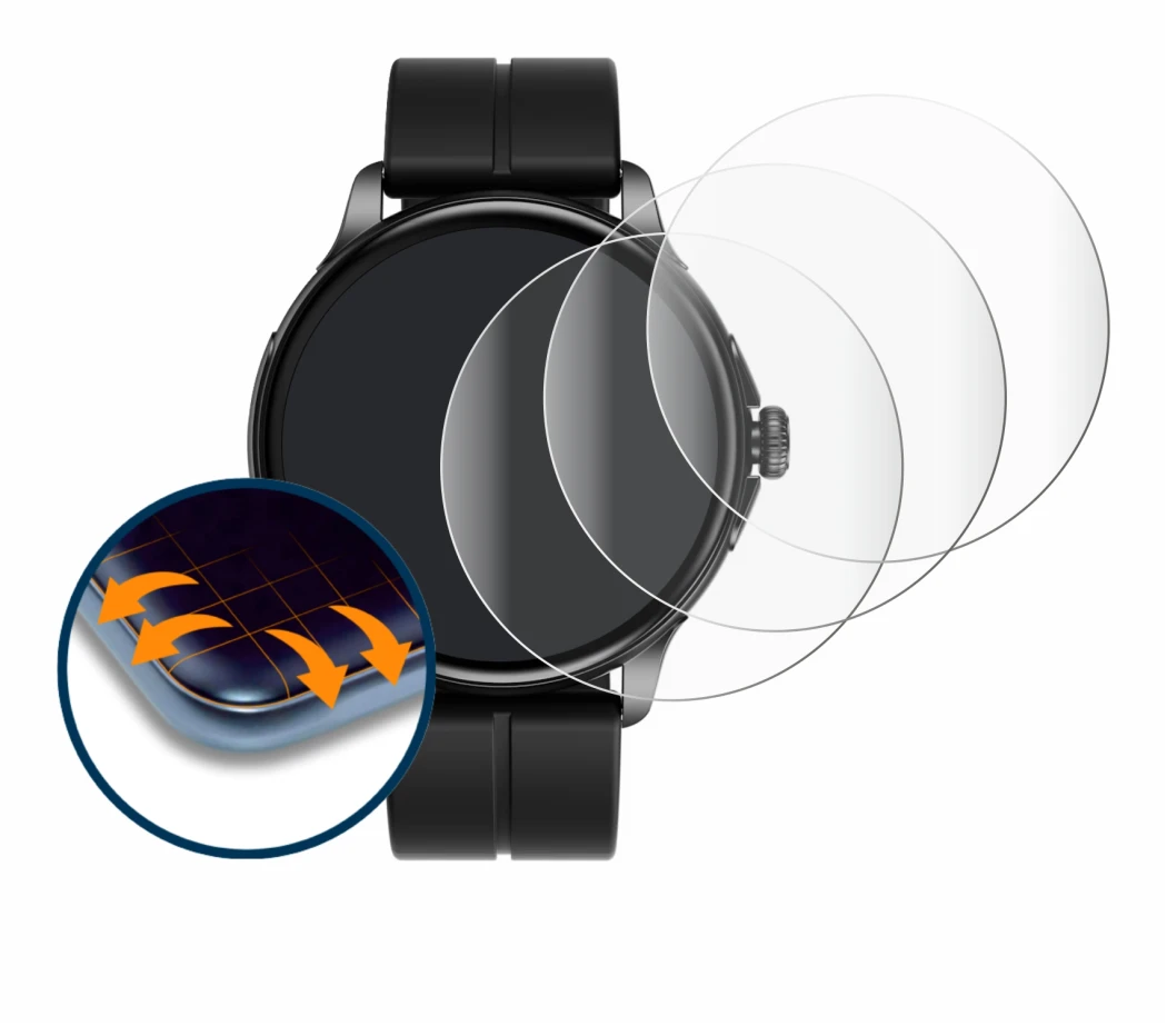 Image de l'appareil HMD Watch X1 avec une grande variété de protections d'écran.