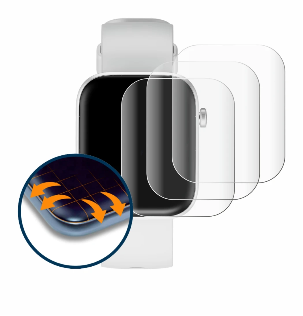 Image de l'appareil HMD Watch P1 avec une grande variété de protections d'écran.